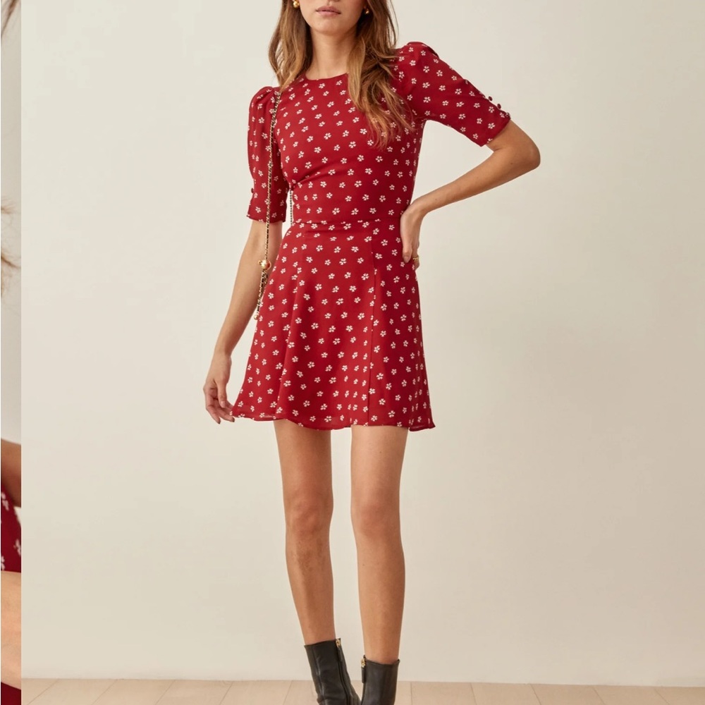 Reformation Bard Dress in Nigella